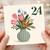 24th Birthday Card, Floral Vase Design