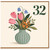 32nd Birthday Card, Floral Vase Design