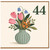 44th Birthday Card, with Floral Vase Design