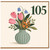 105th Birthday Card, Floral Vase Design