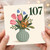 107th Birthday Card, Floral Vase Design