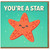 You're a Star Cute Starfish Thank You Card - Fun Appreciation Congratulations Greeting Card for Friends, Family or Colleagues - Blank Inside - A6
