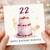 22nd Birthday Card, Happy Birthday Beautiful Cake Design