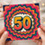 50th Birthday Card, Retro Colourful Number 50 Card