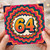 64th Birthday Card, Retro Colourful Number 64 Card