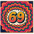69th Birthday Card, Retro Psychedelic Number 69 Card