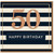 50th Birthday Card - Navy and Cream Stripes with Rose Gold 50 - Happy Birthday Milestone Greeting Card for Him or Her