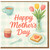 Happy Mother's Day Card - Tulips, Tea and Heart Toast Illustration - Cute Floral Mum Card for Mothering Sunday - Pastel Kitchen Theme - Greeting with Envelope