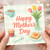 Happy Mother's Day Card - Tulips, Tea and Heart Toast Illustration - Cute Floral Mum Card for Mothering Sunday - Pastel Kitchen Theme - Greeting with Envelope
