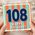 108th Birthday Card, Happy Birthday Retro Striped Card