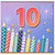 10th Birthday Card, Colourful Candles, Fireworks and Stars Design