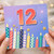 12th Birthday Card, 12 Years Old Birthday Card with Candles, Stars and Fireworks
