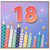 18th Birthday Card, Colourful Candles and Fireworks Design