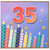 35th Birthday Card, Colourful Candles and Fireworks Design