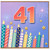 41st Birthday Card, Colourful Candles and Fireworks Design