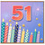 51st Birthday Card, Colourful Candles and Fireworks Celebration Card