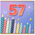 57th Birthday Card, Colourful Fireworks and Birthday Candles Design