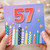57th Birthday Card, Colourful Fireworks and Birthday Candles Design