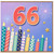 66th Birthday Card, Colourful Candles and Fireworks Design