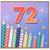 72nd Birthday Card, Fireworks and Candles Celebration Card