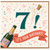 7th Birthday Card, Festive Champagne and Confetti Celebration Card