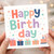 Happy Birthday Card - Colourful Letters, Confetti, Presents and Cake - Cute Birthday Card for Adults or Kids - Blank Inside - A5 Greeting with Envelope