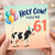 61st Birthday Card, Holy Cow Funny Cow Balloons Card