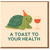 Turtle Get Well Soon Card - A Toast to Your Health, Cute Animal with Party Hat and Wine, Cheer Up Card for Friend or Family