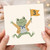 3rd Birthday Card, Cute Frog Flag Design