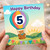 5th Birthday Card, Cute Teddy Bear Hot Air Balloon Birthday Card