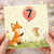 7th Birthday Card, Cute Fox and Mouse Balloon Design
