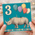 3rd Birthday Card, Cute Rhino and Balloons Birthday Card