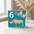 6th Birthday Card, Cute Rhino with Balloons and Candle