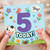 5th Birthday Card, Cute Animal 5 Today Design