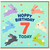 7th Birthday Card, Cute Bunny Hoppy Birthday Today