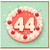 44th Birthday Card, Retro Cake Design