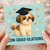 Cute Dog Graduation Card - Con-Grad-ulations Pun - Congratulations Greeting Card for Graduate - Puppy in Mortarboard Cap - Cute Fun Congrats