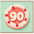 90th Birthday Card, Retro Cake and Cherries Design