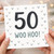 50th Birthday Card - 50 WOO HOO! - Milestone Celebration Greeting - Modern Minimal Design - Blank Inside