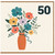 50th Birthday Card, Colourful Floral Vase Design