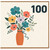 100th Birthday Card, Floral Bouquet in Vase