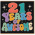 21st Birthday Card, 21 Years of Awesome Retro Colourful Greeting Card