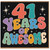 41st Birthday Card, 41 Years of Awesome Retro Colourful Birthday Card