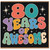80th Birthday Card, 80 Years of Awesome Retro Typographic Card
