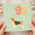 92nd Birthday Card, Cute Beagle na with Balloon Numbers