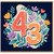 43rd Birthday Card, Floral Number 43 Card