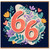66th Birthday Card, Floral Number 62 Card