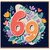 69th Birthday Card, Colourful Floral Number 60 Card