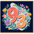 93rd Birthday Card, Floral Number 93 Card