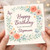 Stepmum Birthday Card - Floral Watercolour Wreath with Butterflies - Happy Birthday To My Wonderful Stepmum - Elegant Step Mum Card for Her